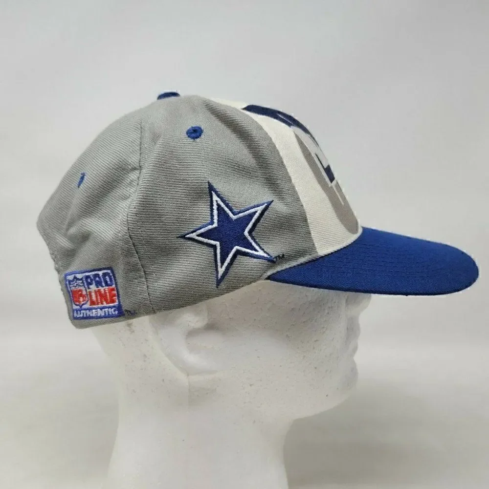 VINTAGE DALLAS COWBOYS AJD PRO LINE COLOR BLOCK SPELLOUT SNAPBACK HAT CAP
